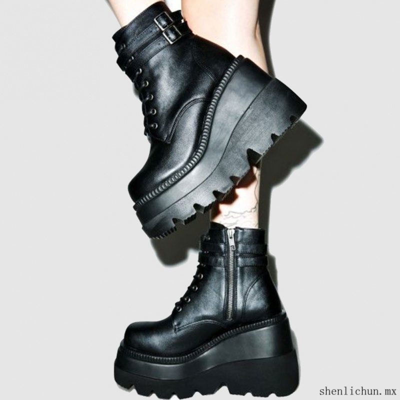 2022 diseno de gran tamano 43 plataforma tacones altos moda Otono Invierno cunas zapatos botines mujeres 027 Shopee Mexico