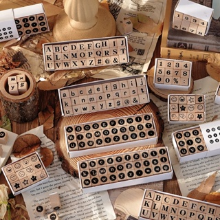Juego de 70 sellos de goma de madera con letras del alfabeto y números de  bricolaje vintage con caja de madera