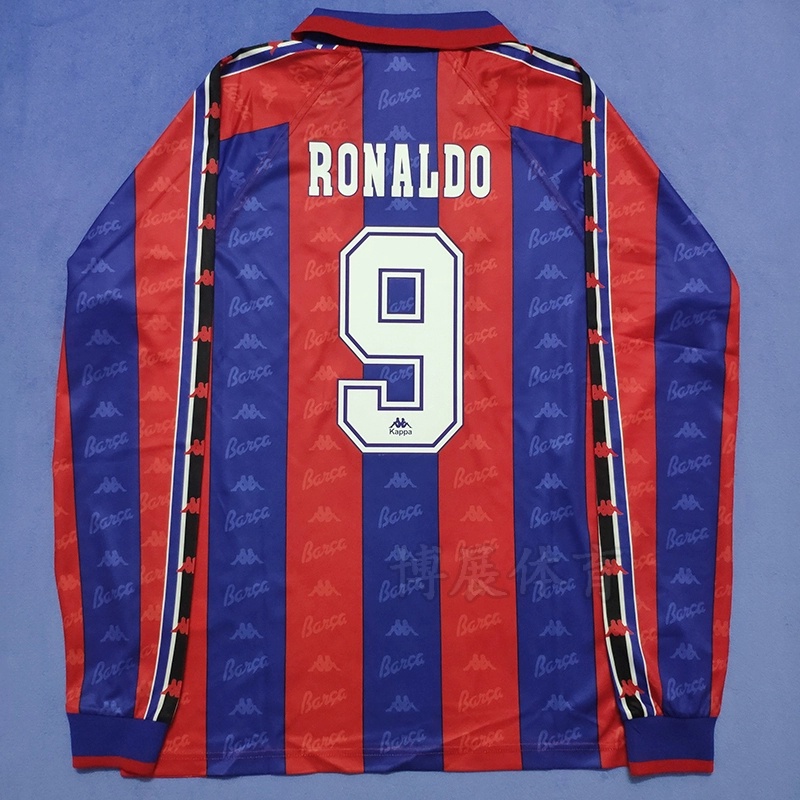 96-97 Barcelona Camiseta Retro De Manga Larga De Alta Calidad
