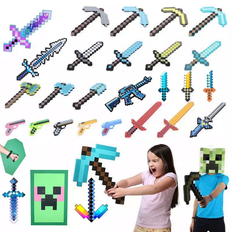 Juguetes de Minecraft, espada y pico, juego de Minecraft