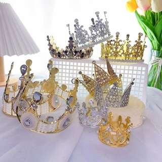 Corona dorada para torta de princesa, corona de tiara de cumpleaños, otoño,  boda, baby shower, diadema para mujeres y niñas, tocado vintage de metal