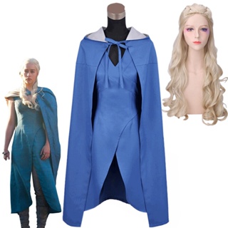 Disfraz de Reina del Dragón para las mujeres Reina del Dragón Adulto  Vestido Azul Capa Cosplay Disfraz de Halloween