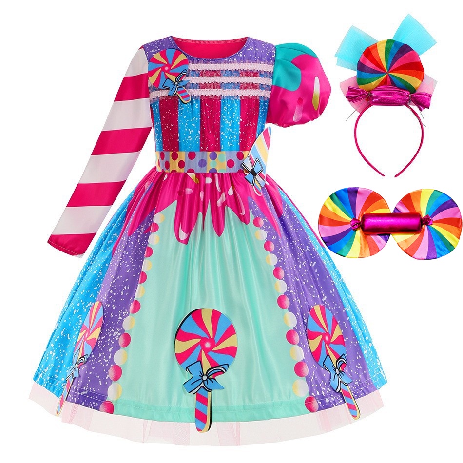 Lindo Vestido De Caramelo De Arco Iris Para Niñas Disfraz De