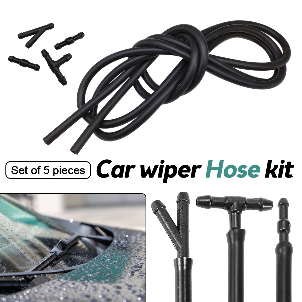 Kit De Manguera De Limpiaparabrisas Manguera De Líquido De Lavadora Con Conectores De Manguera Kit De Tubo De Liquido De Limpiaparabrisas De Goma