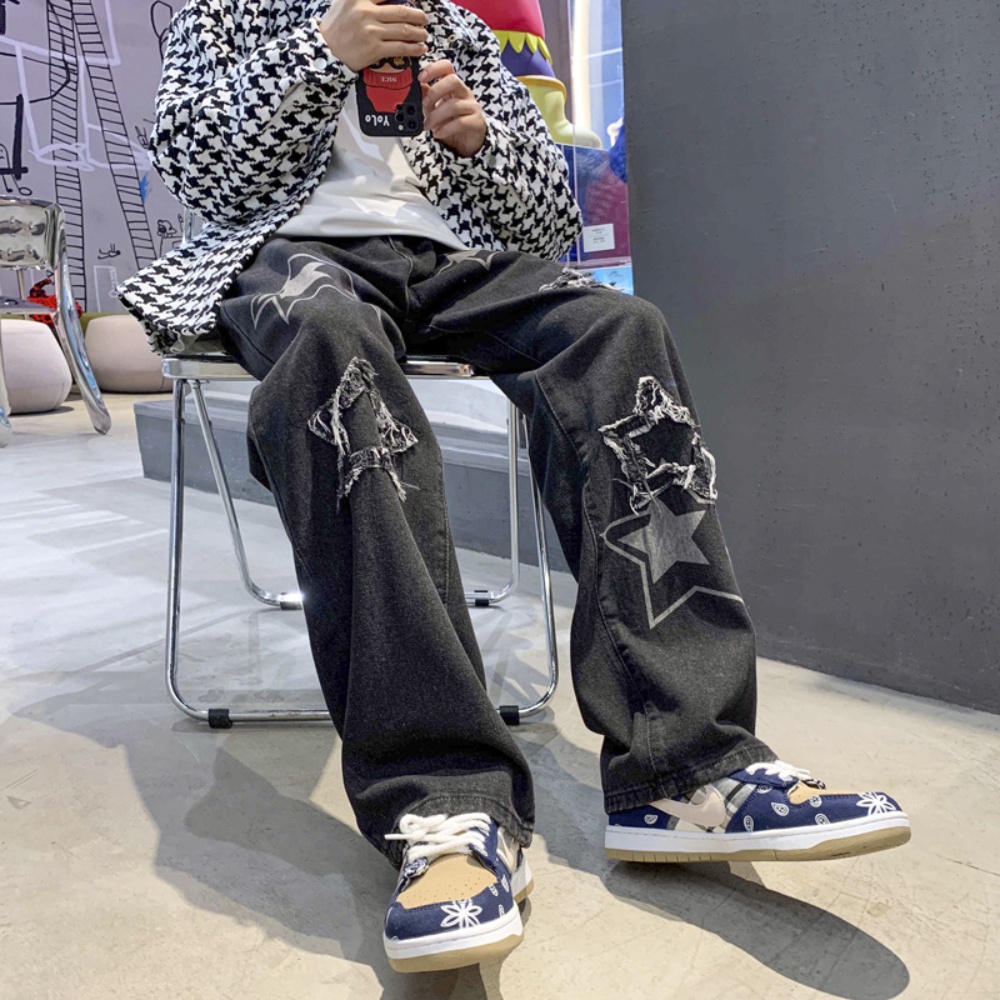 Pantalones Vaqueros De Hombre Neutros De Pierna Ancha Sueltos Rectos Para Astesico Para Nino Casual Holgado hip hop Shopee Mexico