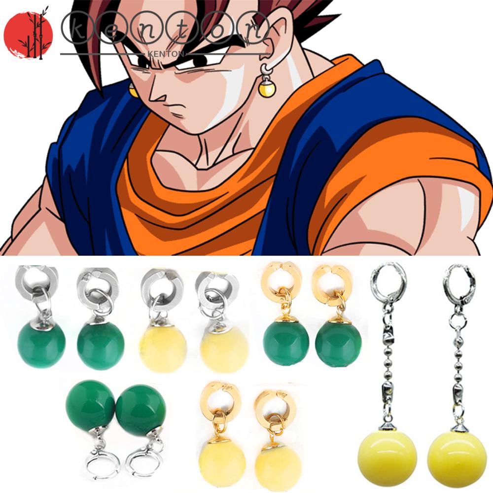 KENTON Unisex Cosplay Clip pendientes amarillo Vegetto Potara