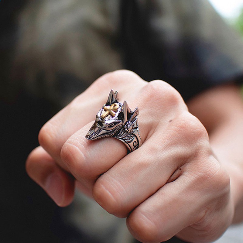 PAMTIER Anillo De Acero Inoxidable Brillante Con Una Cruz Para Mujeres Y Hombres Grabada Con Una Hoja De Marihuana Oro Tamaño 14