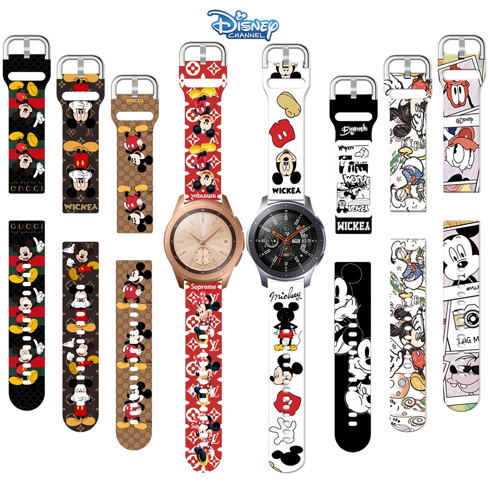 Correa Impresa Disney Banda De Silicona Mickey Mouse Cute fashion De Reloj Deportes Para Samsung Galaxy Watch 42mm 46mm Watch