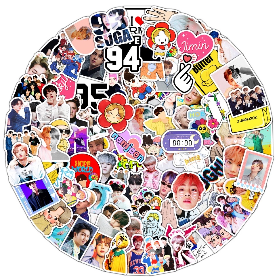 50pcs Korean BTS V Singer Jimin Jungkook Toy PVC Stickers For