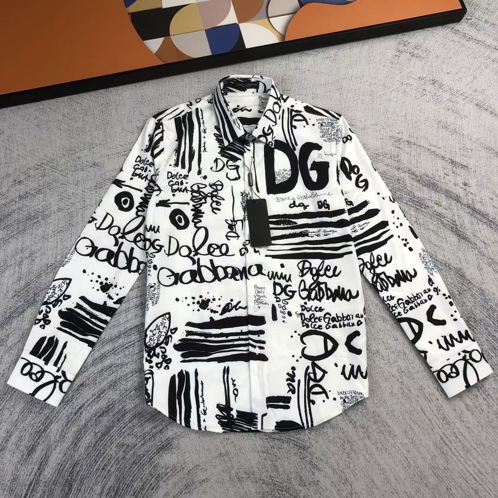 Dolce Gabbana 2023 nuevo graffiti de alta calidad impreso camisa