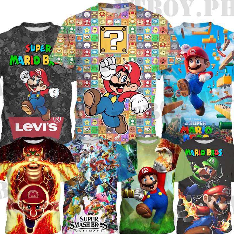 Camiseta Super Mario Bros Para Niños Juego De Moda Fiesta De Manga ...