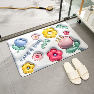 Comprar Alfombrillas de diatomita para baño con flores tridimensionales,  calzado antideslizante, absorbente para alfombras de baño