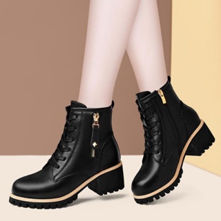 Botas de nieve para Mujer, zapatos de plataforma sin cordones, botines  impermeables de piel, calzado grueso de invierno, novedad Tamaño del zapato  39 Color black 1