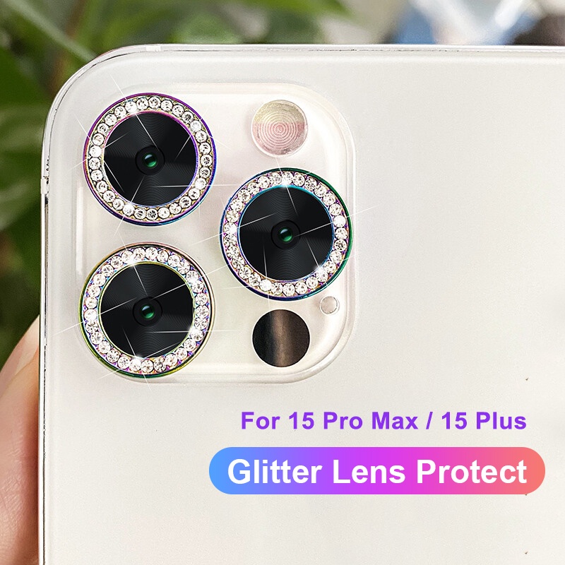 Protector de lente de cámara para iPhone 15 Pro Max/iPhone 15 Pro,  protector de lente de cámara de vidrio templado, anillo de lente de  aleación de