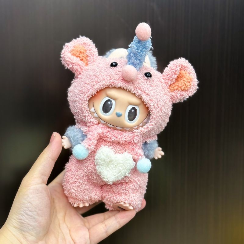 Labubu 娃 衣服 毛 绒 套装 一 二代 坐坐 派对 17cm 拉 布 dora 