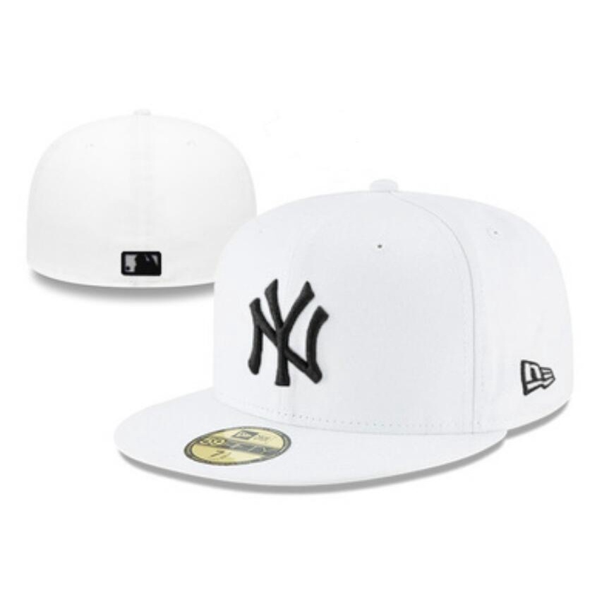 White yankees fitted hat sales