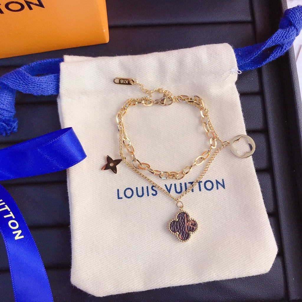 Casual Louis Vuitton Pulsera Delicada Brazalete Hueco LV Monogram