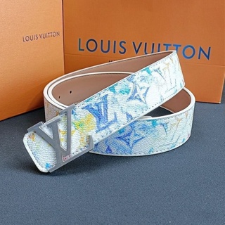 LV Louisvuitton Hombres Hebilla De Cinturón De Cuero Genuino