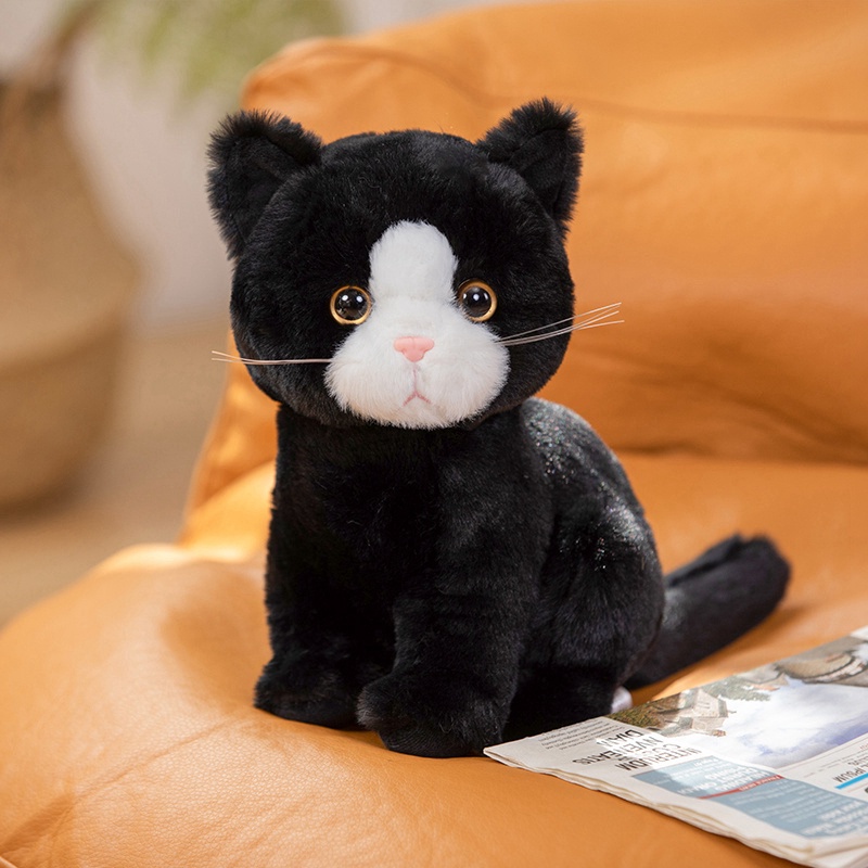Lindo Gato De Peluche Encantador Gris Blanco Negro Marrón Gatito
