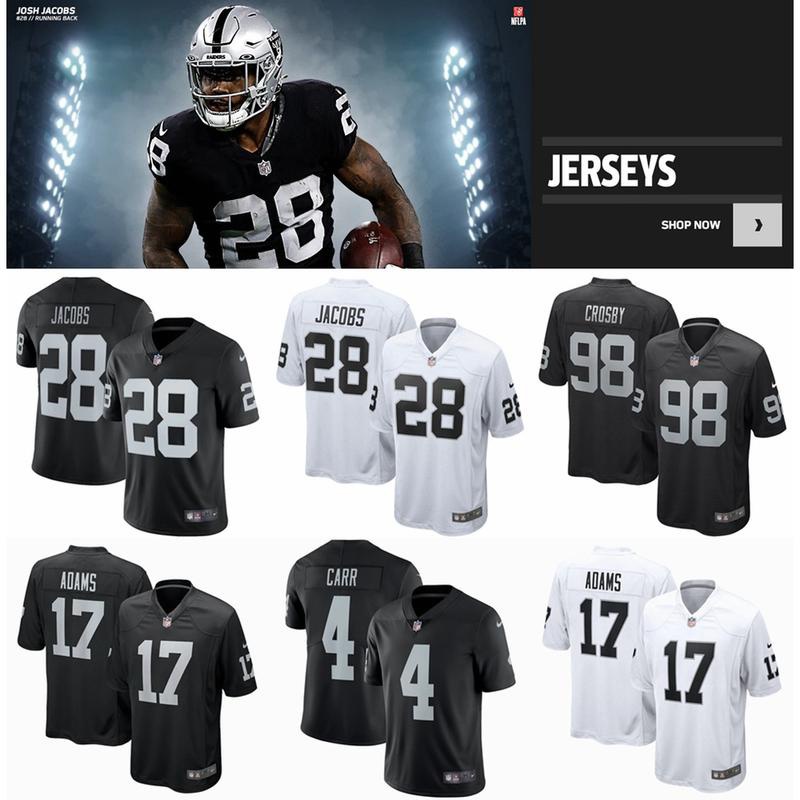 Camisa Jersey Las Vegas Raiders - 4 Derek Carr - 28 Josh Jacobs