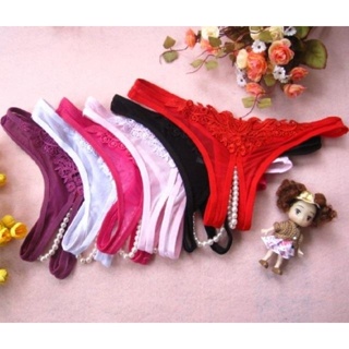 1pcs Hot Attractive Sexy Sheer Lace Pearls C String Thong Invisible  Underwear Panties For Women Nightwear Tanga Invisible