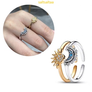 Anillos de matrimonio para parejas, plata de ley 925, anillo de boda de  aniversario, plata, dorado, sol y luna, ajustable, para mujer, juego de