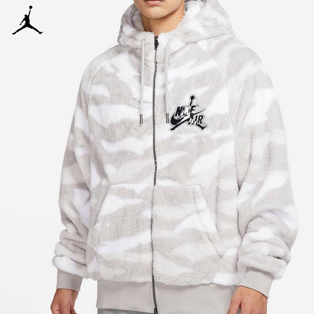 Air Jordan Wings Sherpa Hombres De Longitud Completa Cremallera Deporte Engrosado Calido Cordero Chamarra De Gamuza DO6298