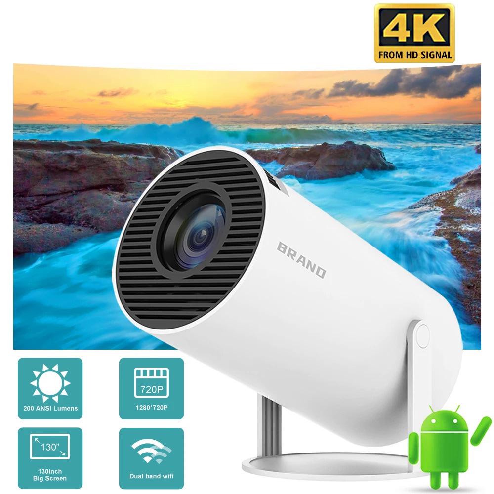 Xiaomi-MINI proyector de vídeo 4K, dispositivo inteligente con Android 11,  WiFi 200, ANSI, BT5.0, 1280x720P, HY300, para cine en casa al aire libre