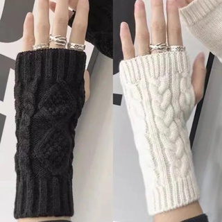 Guantes largos sin dedos para mujer, manoplas góticas Punk de