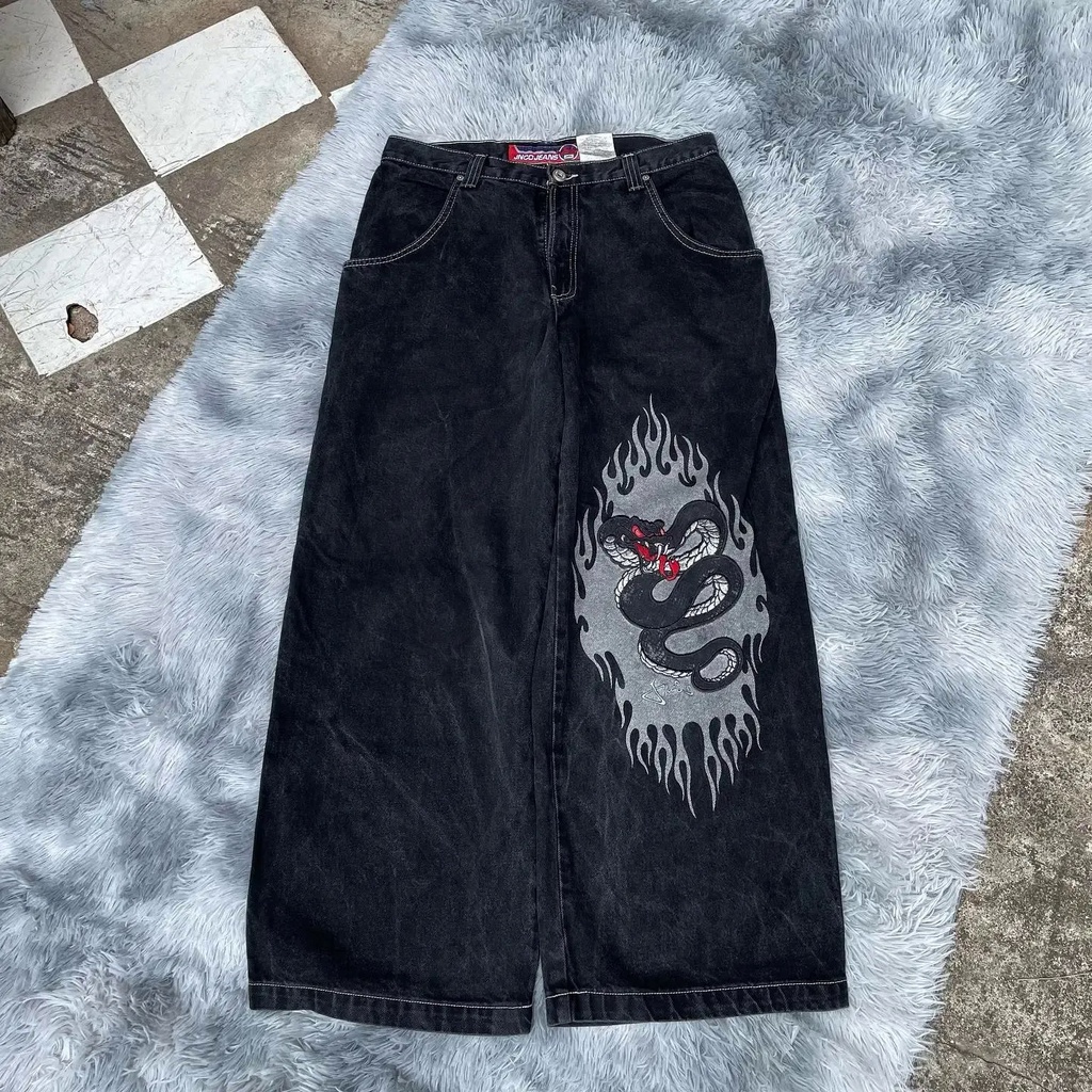 Jeans Unisex De Pierna Ancha Con Estampado Y2K - Estilo Hip Hop, Cintura Alta, Bolsillos Grandes, Moda Gótica Y Vintage