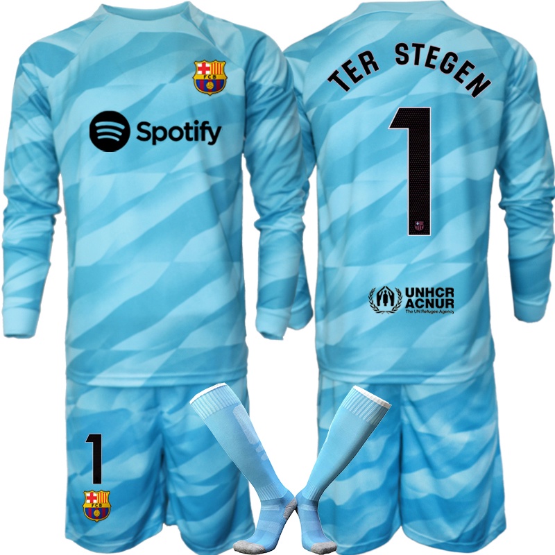 Uniforme de portero de futbol N 1 Terstegen jersey uniforme de portero estilo de manga larga conjunto de ropa deportiva se puede personalizar para