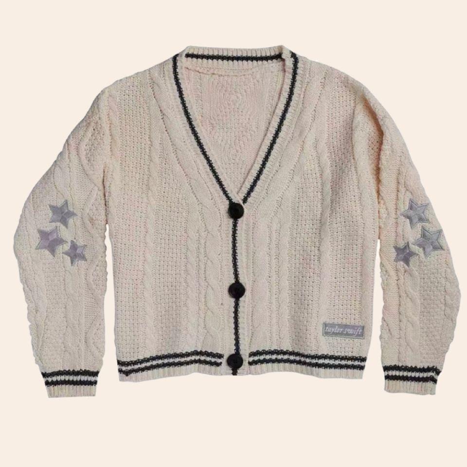 thumbnail image 1 of 【 Ready Stock 】 Taylor Swift Folklore Embroiled Cardigan Sweater Más Tamaño De Los Hombres Y Las Mujeres De La Moda De Punto Pareja De Manga Larga Top, 1 of 5