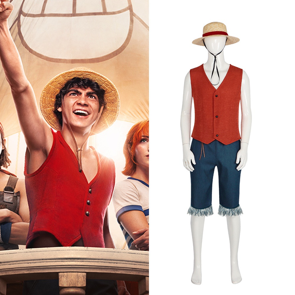 Versión En Vivo One Piece Luffy Cosplay Costume TV Series Ropa Pantalones  Sombrero Cumpleaños Navidad Fiesta Props Regalo | Shopee México