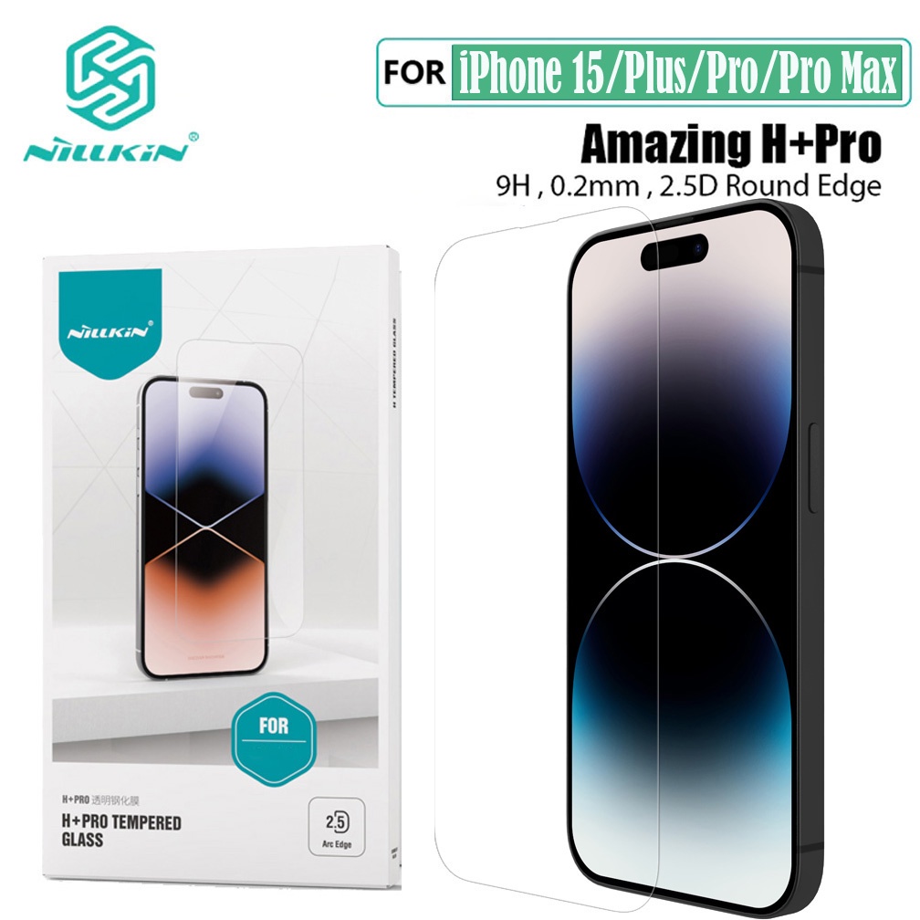 Nillkin Para iPhone 15 PRO Max Cristal Templado H + Antiexplosión 2.5D 0.2  mm Protector De Pantalla Para iPhone15 Plus Película
