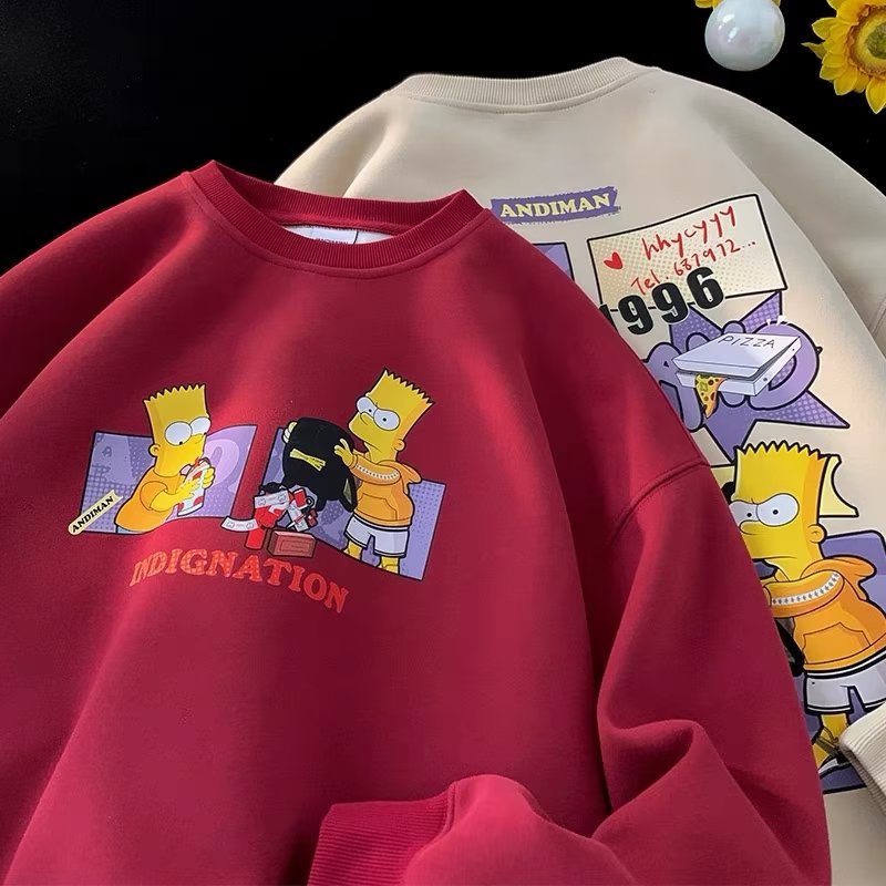 size M 5XL Hombres Sudaderas Los Simpsons Bart Simpson Impresion De Gran Tamano De Manga Larga Para Camisa De Cuello Redo