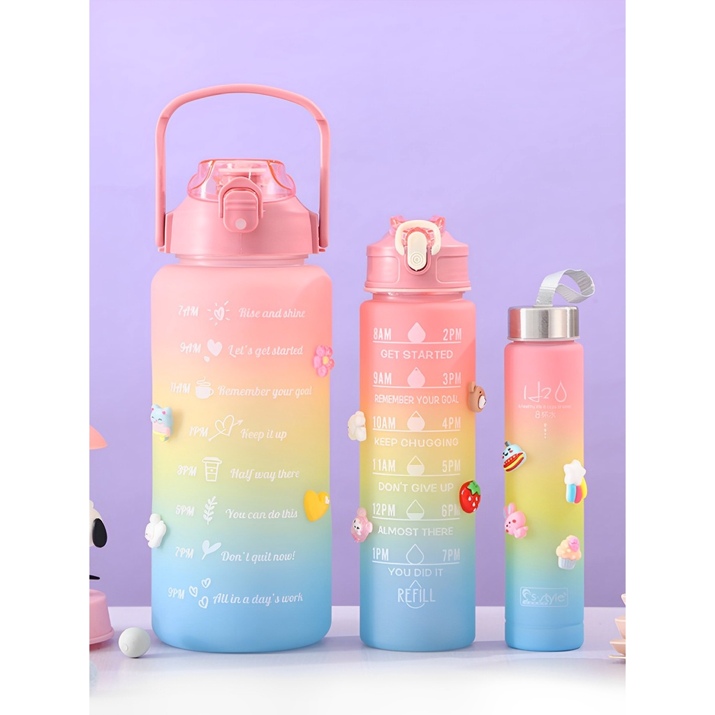 Botella de Agua Deportiva Cuadrada Multicolor Antiderrames 1.5 Litros. Vaso  Motivacional, Moda de Mujer