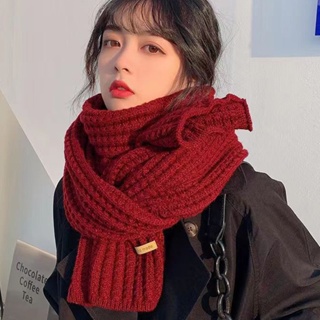 Bufandas para mujer de lana sólida bufanda mujer estudiante parejas  invierno largo grueso cálido invierno bufanda de punto