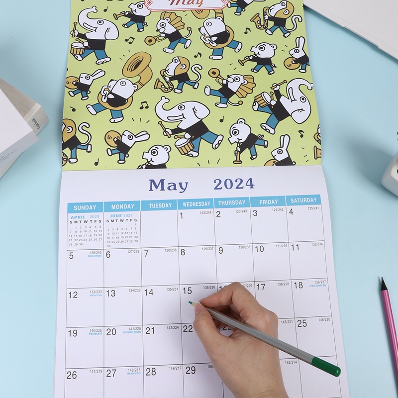 Calendario De Pared 2024 , Mensual Colgante De 12 Meses Encuadernación De Doble Hilo , Fechas