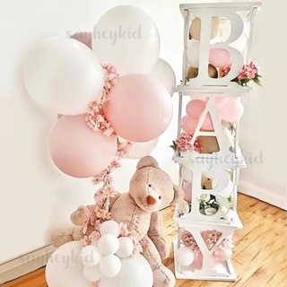 Caja de globos transparente con letras y nombre, decoración para Baby Shower,  fiesta de cumpleaños de un año, decoraciones de boda, A-Z - AliExpress