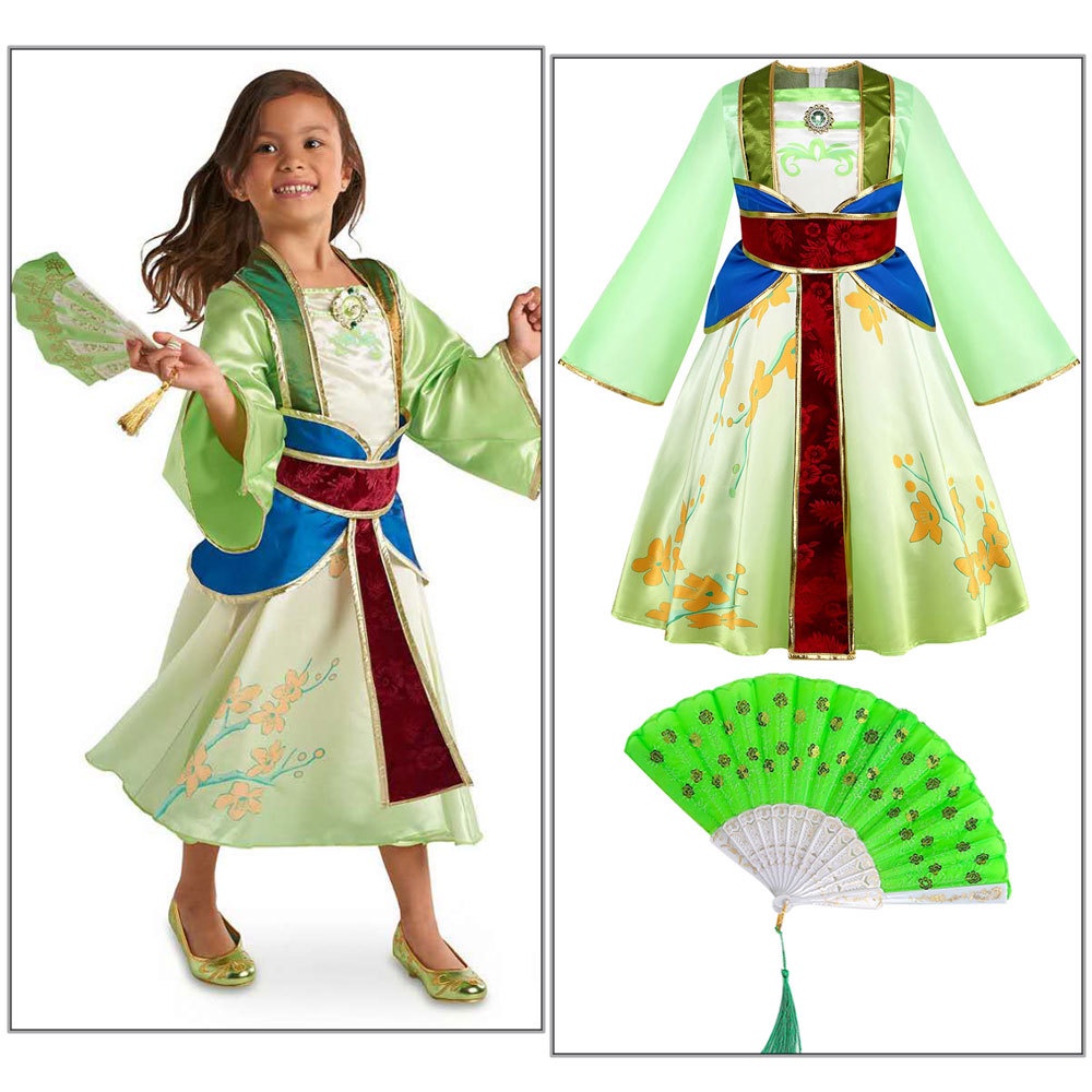 Ninos Ninas Mulan Princesa Cosplay Vestido Pelicula Rol Disfraces Heroe Frock Ropa Tradicional China