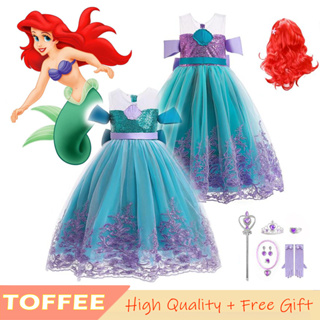 Vestido de la Sirenita Ariel para niñas, disfraz de Cosplay, ropa de fiesta  de cumpleaños, Carnaval, verano, 2022