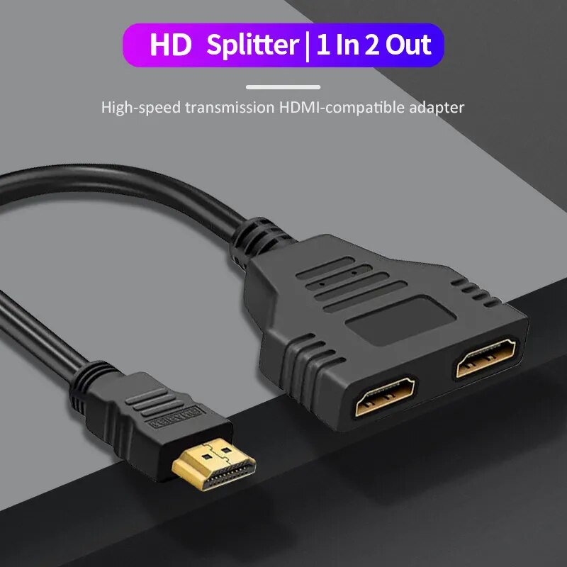 Cable adaptador HDMI macho 1080P a doble HDMI hembra de 1 a 2 vías HDMI  divisor para HDTV HD, LED, LCD, TV, soporta dos televisores al mismo tiempo