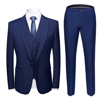 Men Fashion Slim 3 Pcs Business Jacket Dress Blazers Suit Coat Vest  Waistcoat Pants Trousers Traje Caballero Hombre Vestir