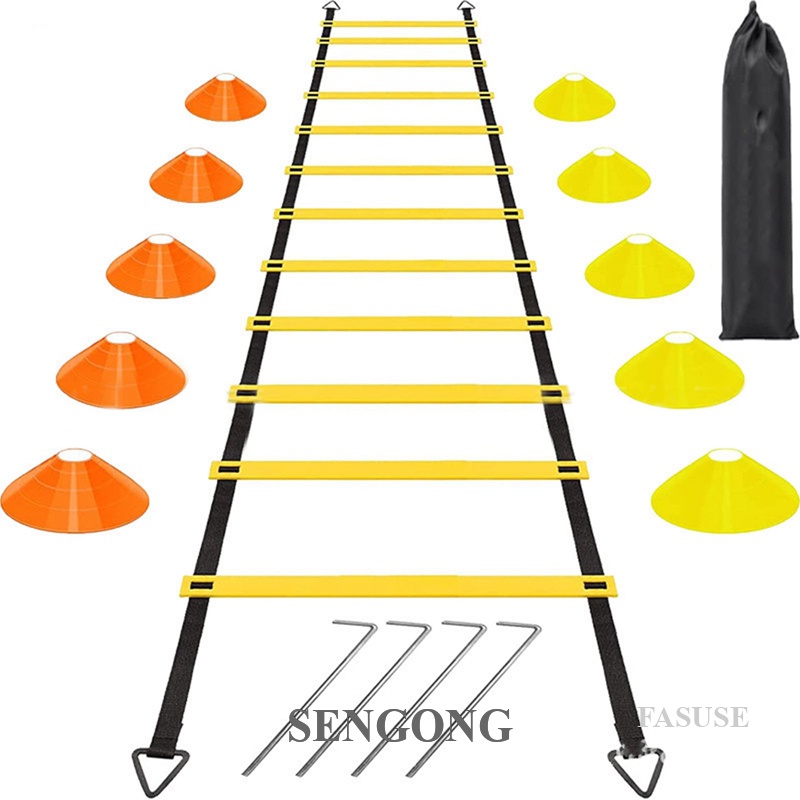 Kit De Entrenamiento De Fútbol Con Postes, Escalera De Agilidad, Conos Y Bolsa - Ideal Para Mejorar Velocidad Y Coordinación