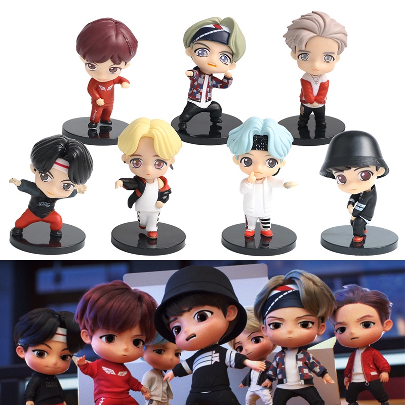 7 Piezas/set BTS Tinytan Mini Figura Bangtan Boys Grupos Anime ...