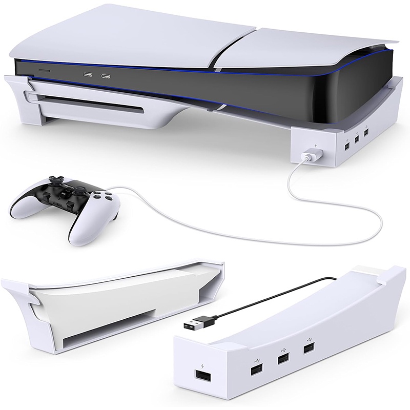 Soporte Para La Nueva Consola PS5 Slim Con Hub USB De 4 Puertos , Base De  Accesorios Para 2023 Playstation 5 Disc & Digital Edition , Con De Fecha  2.0 Para Cargar