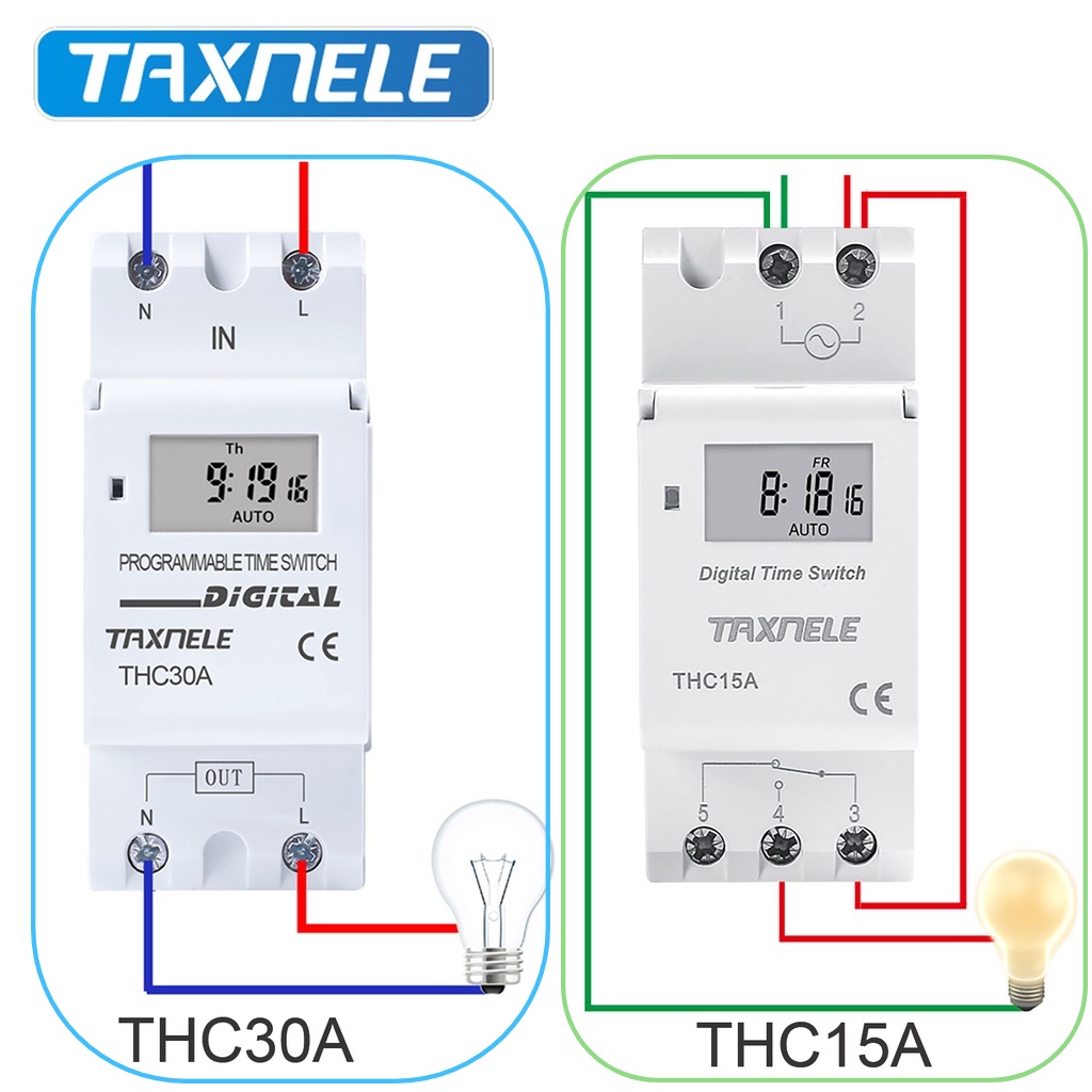 Heschen THC15A - Temporizzatore Digitale Elettronico Digital Power LCD Programmabile Settimanalmente CA 220 &ndash; 240 V 16 Amp SPST 35 Mm DIN Rail