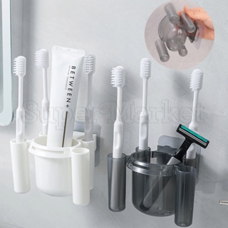 Soporte de pared para cepillos de dientes con 5 ranuras con tapa,  organizador de almacenamiento de cepillos de dientes autoadhesivo para  ducha, pasta