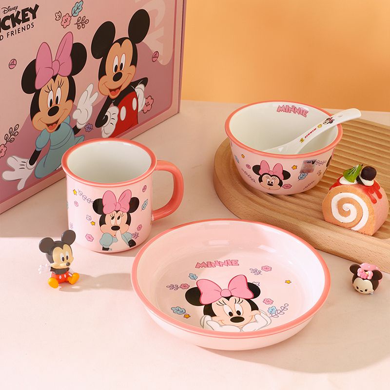 Graby2023 Ultima Vajilla De Ceramica De Disney Minnie Mouse Tazon De Arroz De Ceramica Para Ninos Tazon De Frutas Plato De Dibujos Animados Tazon De