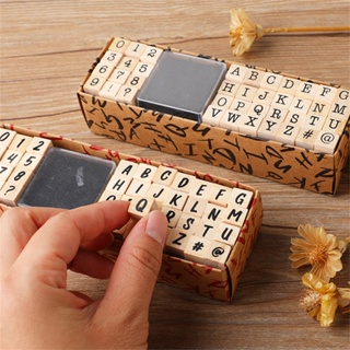 Sellos de goma con letras de madera, juego de sellos  